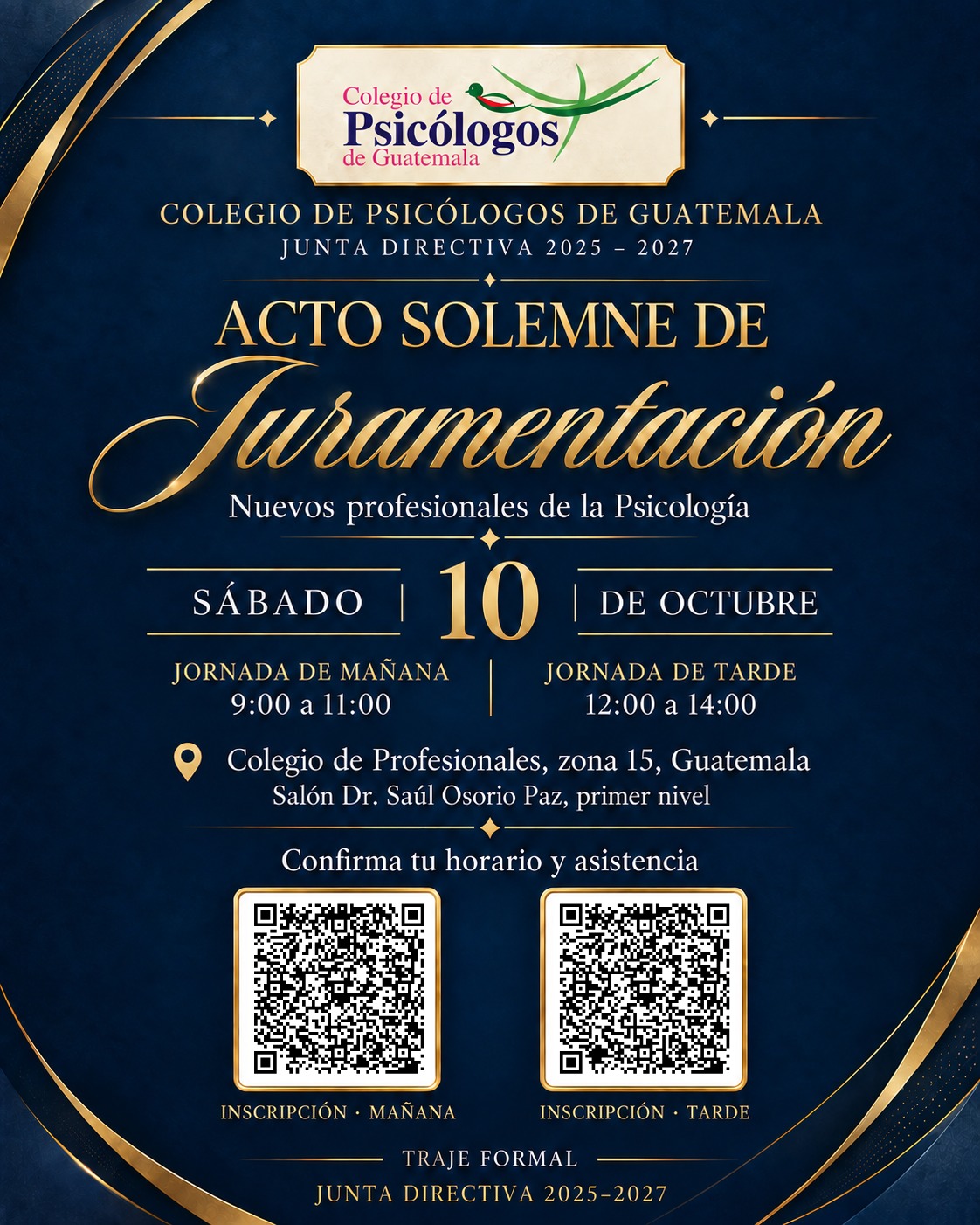 Acto Solemne de Juramentación a Agremiados – Ciudad Capital – Segundo Horario
